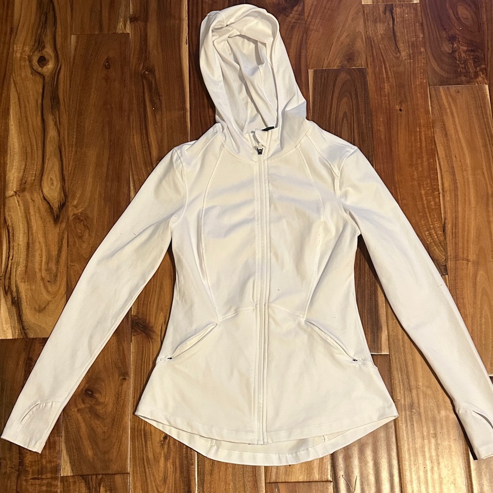 Spyder Women's Active White Zipperdown Hoodie with thumb hooks